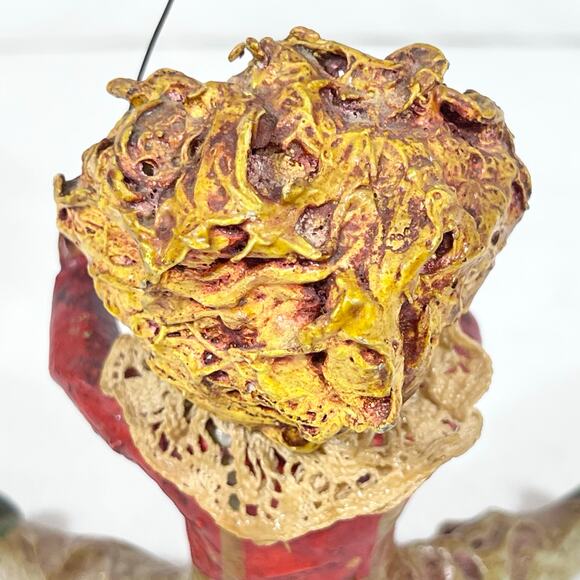 Mexican Vintage Paper Mache Clown Figurine w/ Umbrella Folk Art 6" Creepy - Picture 14 of 16